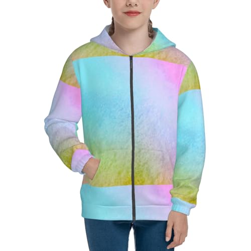 Colorful Wavy Abstract Kid Hoodies Boys Zip Up Sweatshirts Girls Pullover with Pocket3