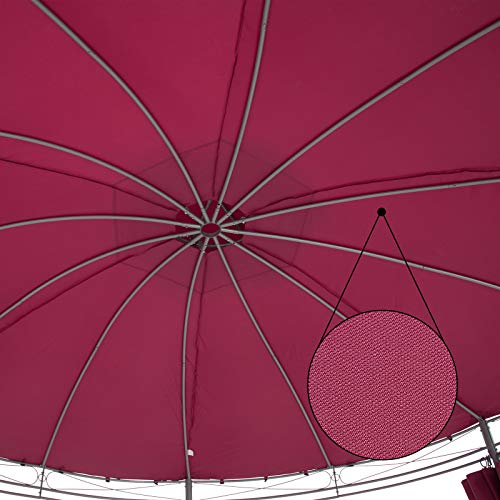 Casaria Paviljoen Toscana Ø350cm Metaal Waterafstotend UV-bescherming 50+ Tuinpaviljoen Luxe Modern Rood - Afbeelding 4