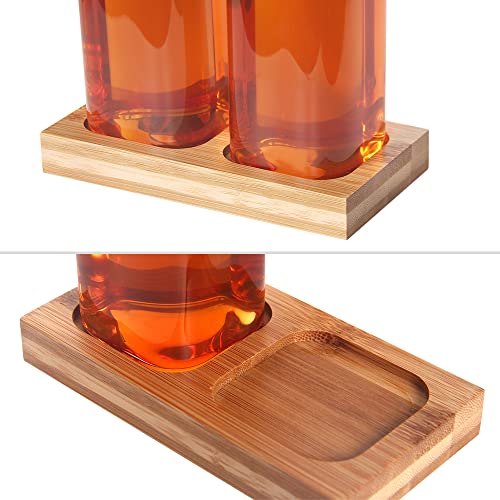 Glass Olive Oil Dispenser With Bamboo Vanity Tray Set, No Funnel Needed Oil Bottle With Pourers, Clear Cooking Oil Vinegar Dispenser Bottle Olive Oil Carafe Decanter For Kitchen(500Ml/17Oz, 2 Pack) #TOP2