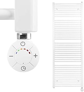 HEATSUPPLY® Badheizkörper elektrisch 1.662 x 600mm Handtuchheizkörper 900 Watt Handtuchtrockner weiß inkl. Heizstab Smart Thermostat