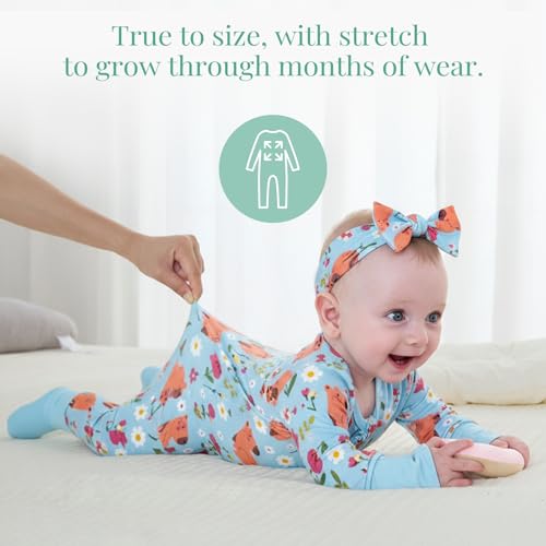Image of PATPAT Bamboo Viscose Baby Footie with Headband, NB-2T