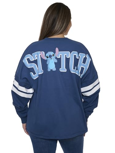 Disney Stitch Womens Long Sleeve Jersey Oversized Crewneck Shirt