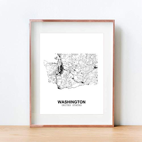 Eleville 11X14 Unframed Washington United States Country View Abstract Road Modern Map Art Print Poster Wall Office Home Decor Minimalist Line Art Hometown Housewarming wgn203 by Eleville - Used condition - Image 4