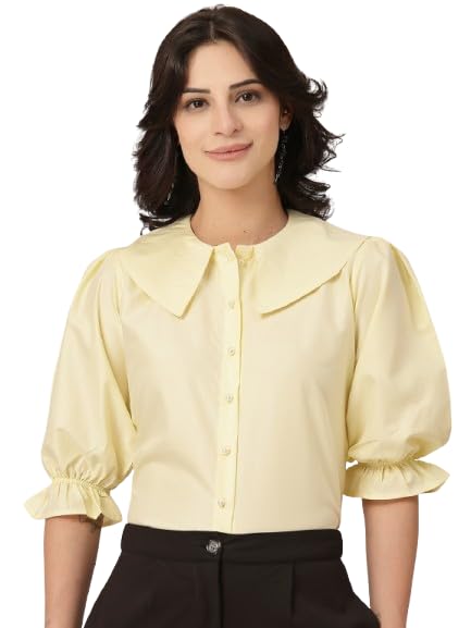 Image of Style Quotient Women Sky Blue Victorian Style Shirt