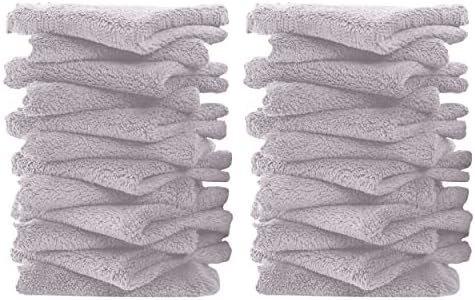 24 Pack Baby Washcloths - Ultra Soft Absorbent Wash Cloths for Baby and Newborn, Gentle on Sensitive Skin for Face and Body, 8" by 8", Grey