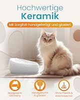 Lucky-Kitty Trinkbrunnen für Katze weiß I Katzenbrunnen Keramik Handarbeit, hygienisch I Kein Aufladen, kein Filter-Tausch I Trinkbrunnen leise & energiesparend I Wasserspender Katzen plastikfrei – Ansicht 4
