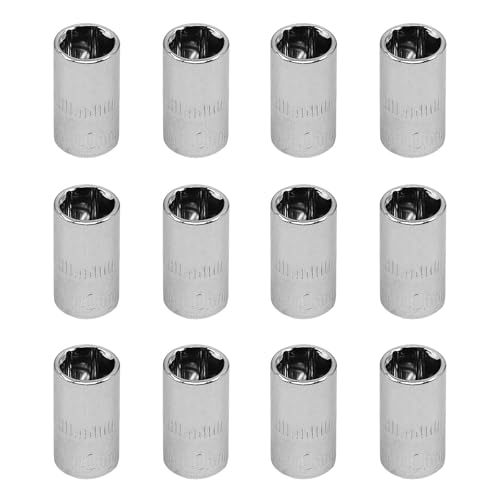 YXQ 10mm Sockets, 6 Point 1/4 Inch Drive Shallow Socket Set, 12Pcs