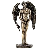 Top Collection Mythical Male Angel Statue in The Nude - Spiritual Messenger of God Sculpture in Premium Cold Cast Bronze - 11.5-Inch Collectible Winged Guardian Figurine