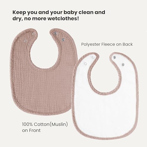 Image of Konssy Muslin Baby Bibs 8 Pack Baby Bandana Drool Bibs Cotton for Unisex Boys and Girls, Soft Absorbent Set for Teething and Drooling