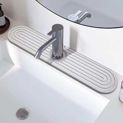 eormoe – Protection anti-éclaboussures en diatomite – Tapis de robinet de cuisine, bac en pierre absorbant l'eau à séchage instantané pour évier, protection durable pour comptoir de cuisine et de