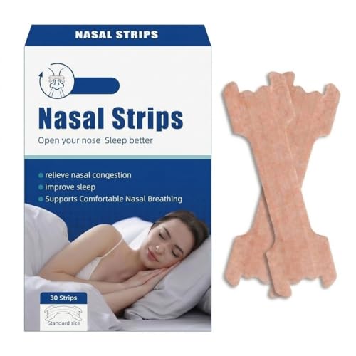 Nasal Breathing Strips 30 Pack Gentle Adhesive Nose Strips for Nighttime Sports & Everyday Use Ultra Thin Flexible Fit