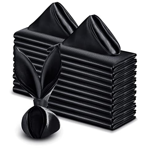 VACVELT 50 Pack Black Satin Napkins Cover