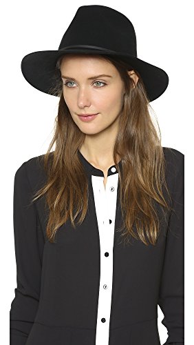 Brixton Men's Wesley Medium Brim Felt Fedora Hat, black, X-Large