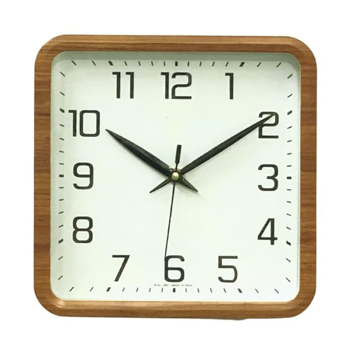 Modern Square Wall Clock 24 cm (9.45 Inch) | Chocolate Color Frame | Glass Front & Durable Plastic Body | Silent Quartz Movement | Stylish Home & Office Wall Decor-image-35