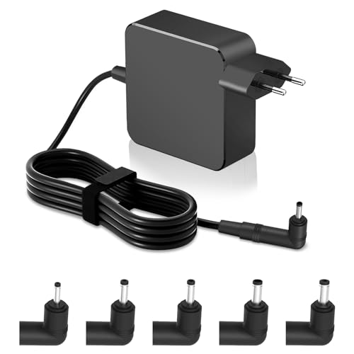 LTBSTOYE 65 W, 45 W, 33 W, Cargador CA Universal con 5 Cabezales de Carga Compatible con ASUS Vivobook/Zenbook/Chromebook, Lenovo IdeaPad/Yoga/Chromebook con Conector Redondo