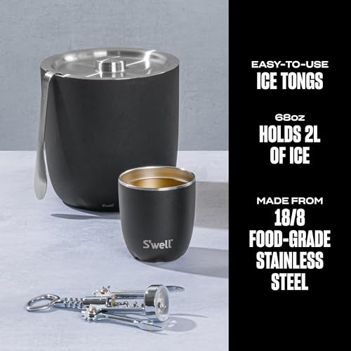 S'well Ice Bucket with Tongs, 68oz, Onyx by S'well - Image 2