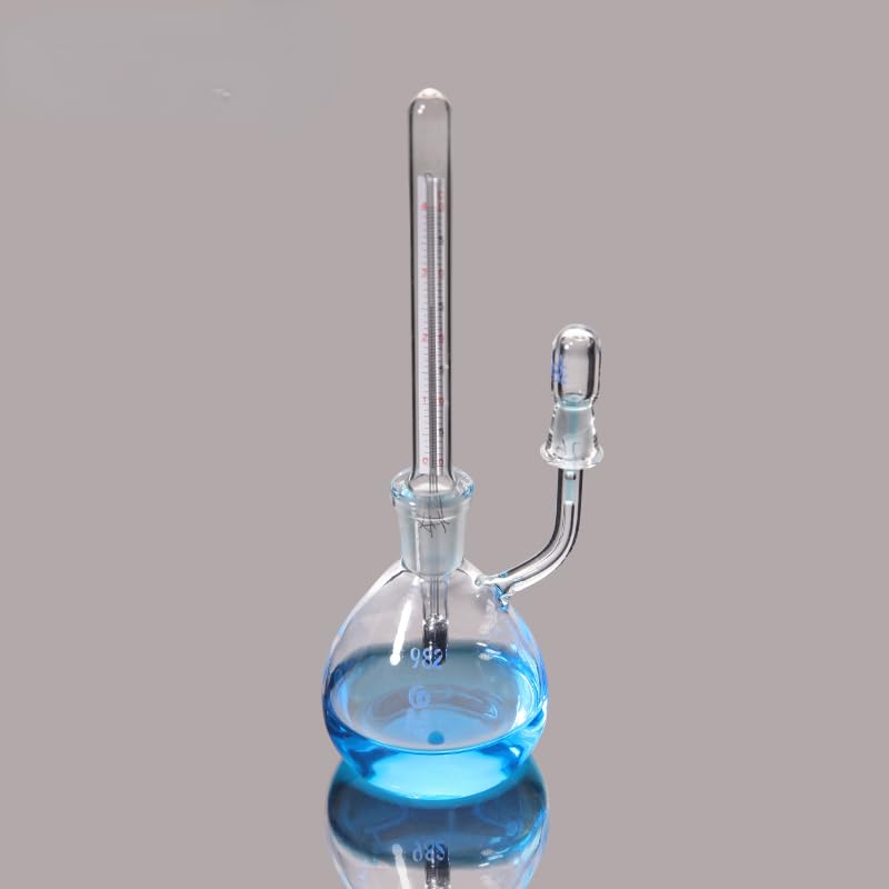 Picnómetro de vidrio de laboratorio de 25 ml y 50 ml con termómetro - Botella de precisión de gravedad específica(50ml)
