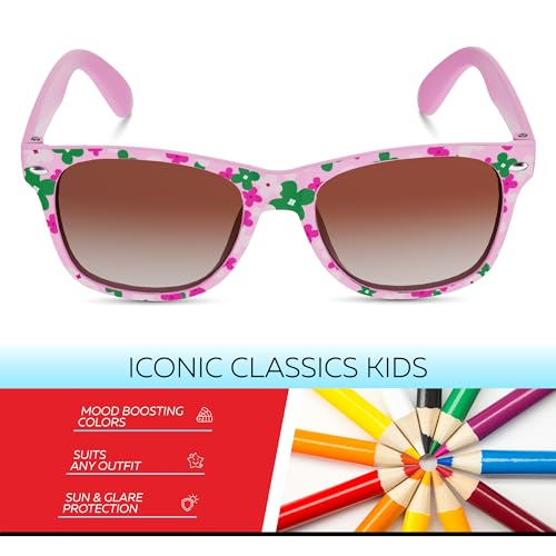Image of Retro Rewind Kids Sunglasses for Boys Girls Age 3-12 - Shatterproof UV400 Toddler Children Sun Glasses