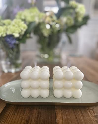 2 Pcs Ivory Bubble Candle Soy Wax Vanilla Scented Square Bubble Candles, Bubble Cube Candle For Home Decor & Gifting #TOP4