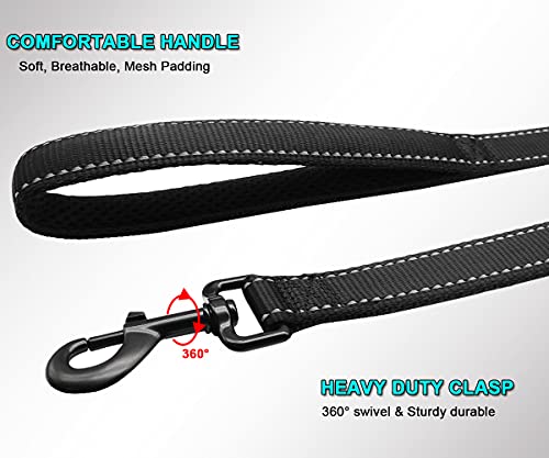 Sepxufore 10Ft Traffic Leash With 2 Handle Dog Leash Reflective, Easy Control Training Walking Nylon Two-Double Handle Dog Leash For Large Medium Dogs And Pullers Black #TOP1