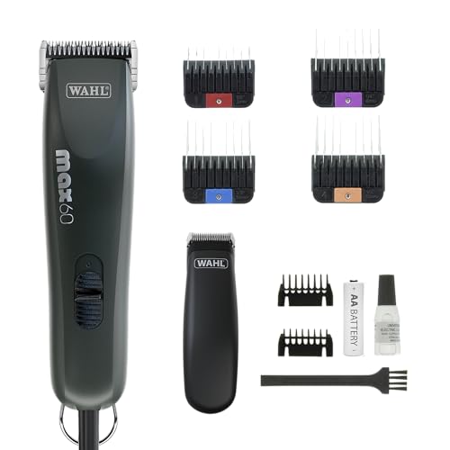 WAHL Animal Clipper Kit Max 60 and Pocket Pro, Tondeuse et coupe-poils pour animaux, tondeuse pour chiens et chats, outils de toilettage pour animaux, tous types de...