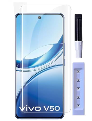 Image of MACLEN Ultra Premium HD Adavnced Glue UV Curved Tempered Glass for Vivo V50 Pro 5G | With HD clearity full curved edge protection and Installation Kit