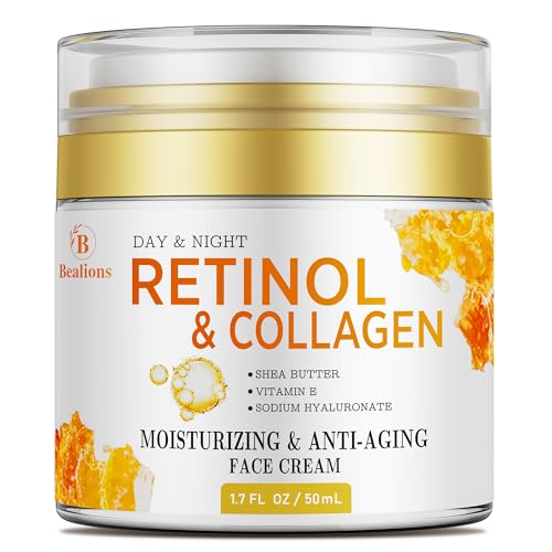 Retinol Cream Anti Aging for Face: Wrinkle Cream for Face Neck with Collagen & Hyaluronic Acid - Reduces Wrinkles Fine Lines Lifting Facial Skin for Women Day & Night Care (50 ml)
