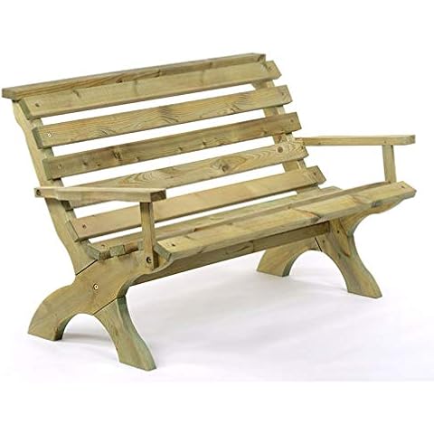 BrackenStyle Lilly Park Bench (With Arms) - Durable Pine Park Seat - Dip Treated Scandinavian Pine 3 Person Cover
