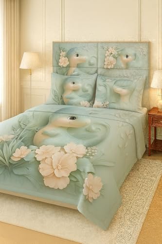 Image of King Size 7D Digital Print Bedsheet - 350 TC Cotton, Kids Friendly Design, Soft & Breathable 180 GSM Fabric, Machine Washable, Gift-Ready Packaging. (108x108 Inches). (Baby Dragon)