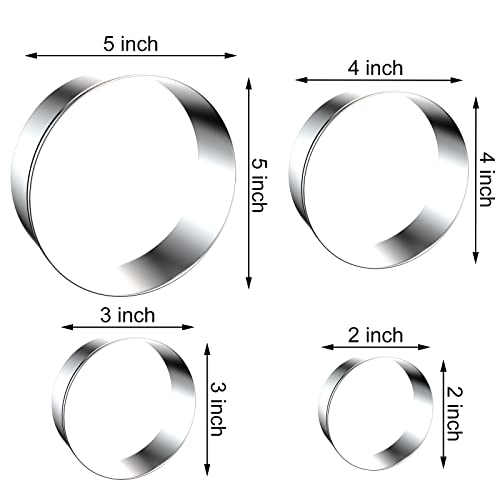 Circle Round Biscuit Cookie Cutter Set Large - 5 Inch, 4 Inch, 3 Inch, 2 Inch - Geometric Cookie Cutters Shapes Molds - Stainless Steel #TOP1