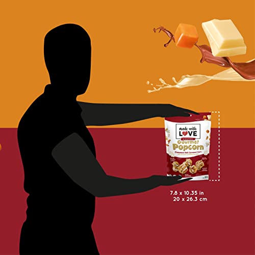 Made With Love Gourmet Caramel Popcorn Deluxe Pack Of 4 Caramel Nut Pop Corn With Chocolate Drizzles Cinnamon Roll With Almonds And White Chocolate 7 Oz Snack Bag Popped Treats #TOP4