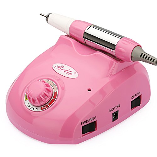 Belle 28000RPM Electric Nail Drill File Pink Machine Manicure Pedicure Tool with Upgraded Anti-scald Handpiece for Salon Use