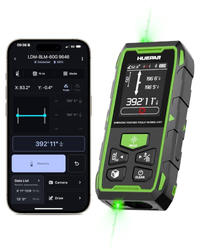 Huepar 2026 Upgraded Dual Laser Measuring Tool 395Ft, Phone App...