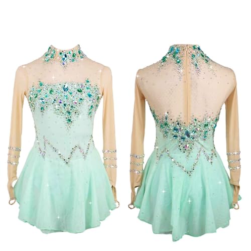 Amazon.com: Zagitova Figure Skating Dress for Girls Long Sleeve Graceful  Patchwork Woman Competition Dance Outfits Shiny Rhinestone(XXXS) Green :  Clothing, Shoes & Jewelry