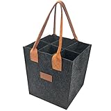 ChilArt Flaschentasche 6 Flaschen, Faltbare Filz laschentragetasche, Filz Flaschen Tasche Wiederverwendbar, Männerhandtasche mit Trennwänden für Wasserflaschen, Weinflasche, Bier und Sekt.