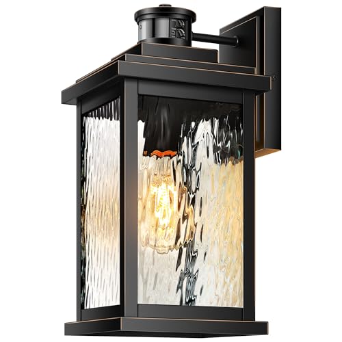 Image of VIANIS Large Motion Sensor Outdoor Lights, Dusk to Dawn Outdoor Lighting | Water Glass, Easy-to-Install, Multifunctional, Aluminum Waterproof Hardwired Exterior Lights for Porch, Garage, Front Door