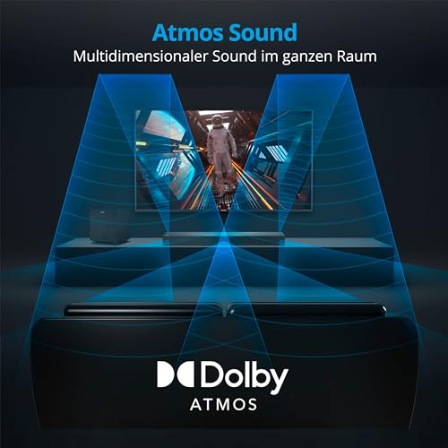 MEDION S61022 3.1 Dolby Atmos Soundbar mit kabellosen Subwoofer (für TV Geräte, Bluetooth 5.3, HDMI eARC CEC, optischer Eingang, AUX, 3 x 20 W + 60 W (RMS) Subwoofer kabellos, Fernbedienung – Bild 4