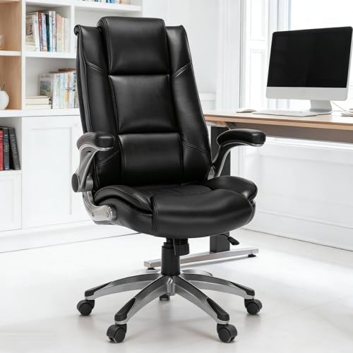 Leather Executive Office Chair with Adjustable Arms
