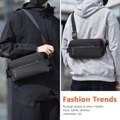 Image of GUSTAVE Waist Bag for Men Women with Adjustable Strap, Sling Bag Cross Body Bag Large Waterproof Oxford Cloth Chest Bag Fanny Pack for Hiking Travel Camping Running Sports Outdoors