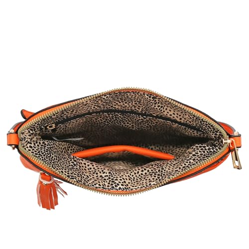 Image of FashionPuzzle Chevron Quilted Medium Crossbody Bag with Tassel Accent
