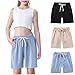Zzalalana 3 Pack Girls Cotton Linen Shorts Casual Summer Beach Shorts Kids Elastic Waist Athletic Shorts with Pockets