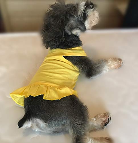 Pet Clothes Small Dog Clothing Blank Color Sport Dress T-Shirts Tee Dresses Tanks Top For Small Size Female Dogs Summer Spring Pet Costumes 100% Cotton (Xs, Yellow) #TOP2