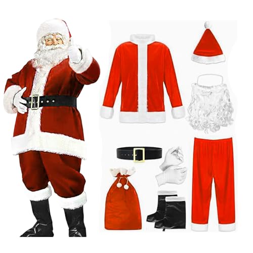 Adultos Traje de Papá Noel，Traje de Papá Noel de Navidad para niños y niñas, disfraces de carnaval y disfraces para juegos de rol, disfraz de...