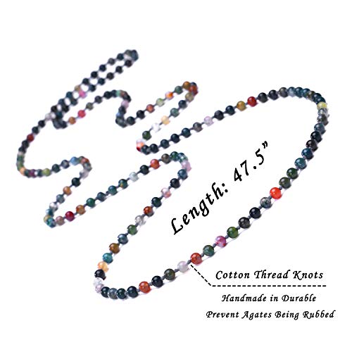 Pernnla Pearl Long Indian Agate Beaded Necklace Handmade Endless Jewelry For Women Girls Knotted Strand Fashion Wrap Necklace In Christmas Gift For Her #TOP4