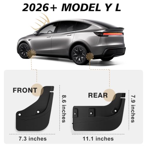 Image of BestEvMod Mud Flaps Splash Guards for Tesla 2026+ Model YL No Drilling