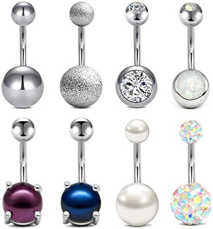 VFUN Butterfly Belly Button Bars 14G 10MM Banana Piercing Women Navel Piercing Stainless Steel Dangle Belly Button Rings Belly Piercing 3PCS