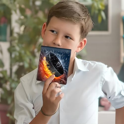 Image of Boys Wallet for Kids, Cool Kids Wallet for Boys Ages 8-10 9-12 11-15, Funny Ice Hockey Leather Bifold Rfid Blocking, Coin Pocket Id Window for Teen Men Youth Guys Birthday Christmas Gifts