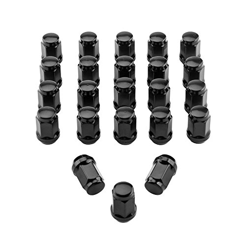 Motorhot 23x Wheel Lug Nut Set 1 2 -20 Black Bulge Acorn Lugs Nuts Closed End Compatible with 1991-2014Fit Ford Explorer 1993-2010 Jeep Grand Cherokee