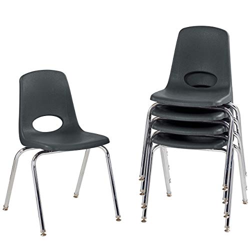 Factory Direct Partners FDP 18" School Stack Chair, Stacking Student Chairs with Chromed Steel