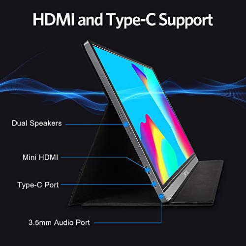 Portable Monitor - Lepow Z1-Gamut (2020) 15.6 Inch FHD 1080P High Color Gamut Computer Display USB C Eye Care Screen with HDMI Type-C Speakers for Laptop PC MAC Phone Xbox PS4 Include Smart Cover